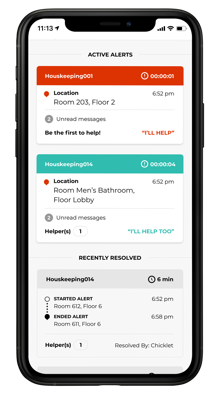 react mobile app active alert responder mockup