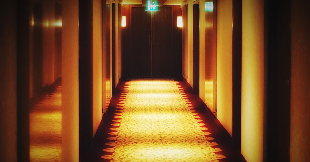 dark hotel hallway